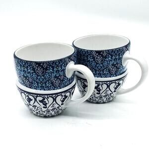 Disney Parks Mickey Stacked Indigo Blue 10 Oz. Tea /Mug Set of 2 Rare